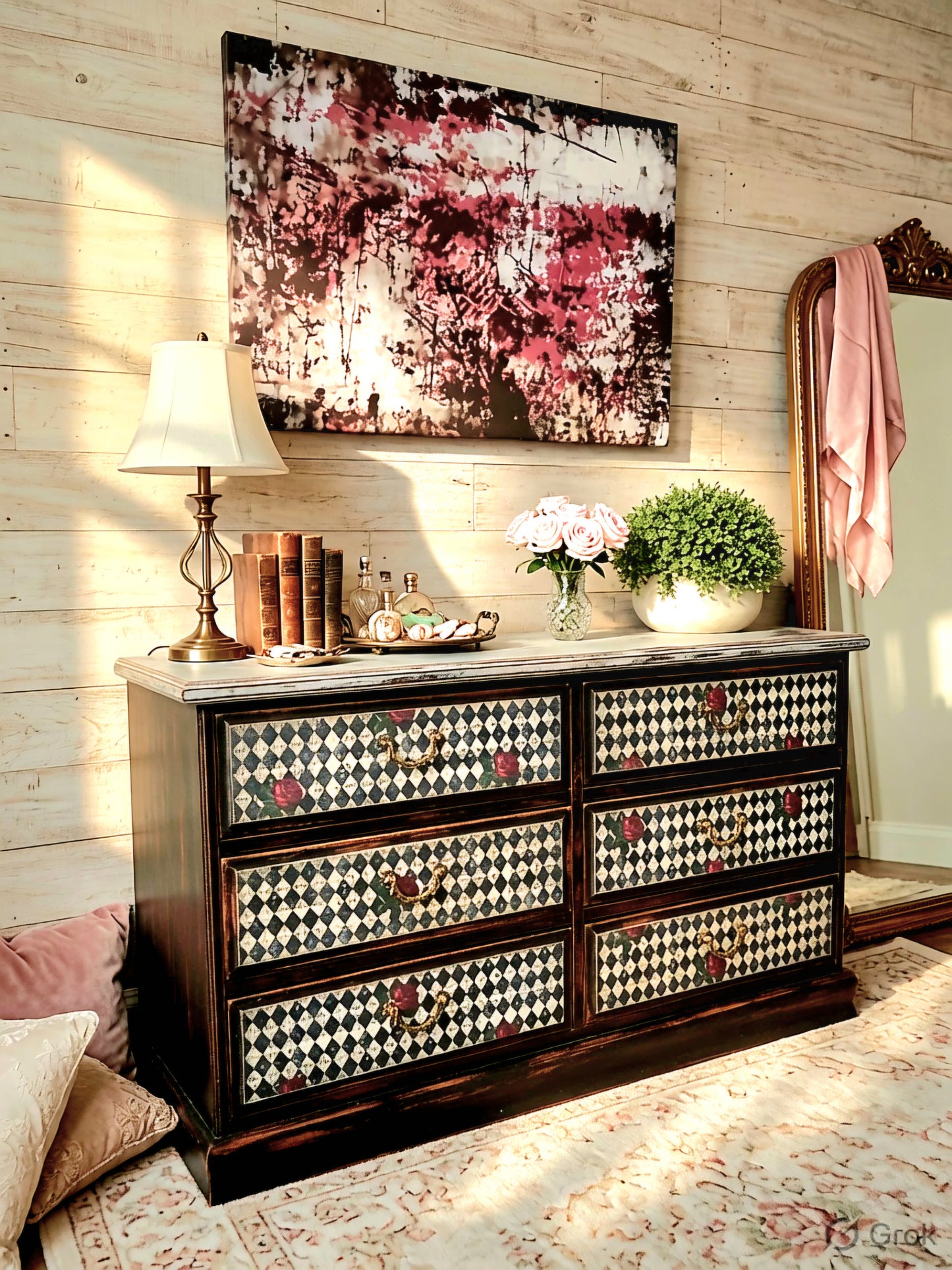 Shabby Harlequin & Rose